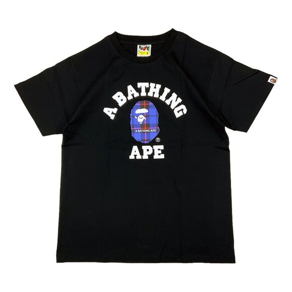 Bape Other - BAPE Logo Check College T-shirt Black Blue | A Bathing Ape
